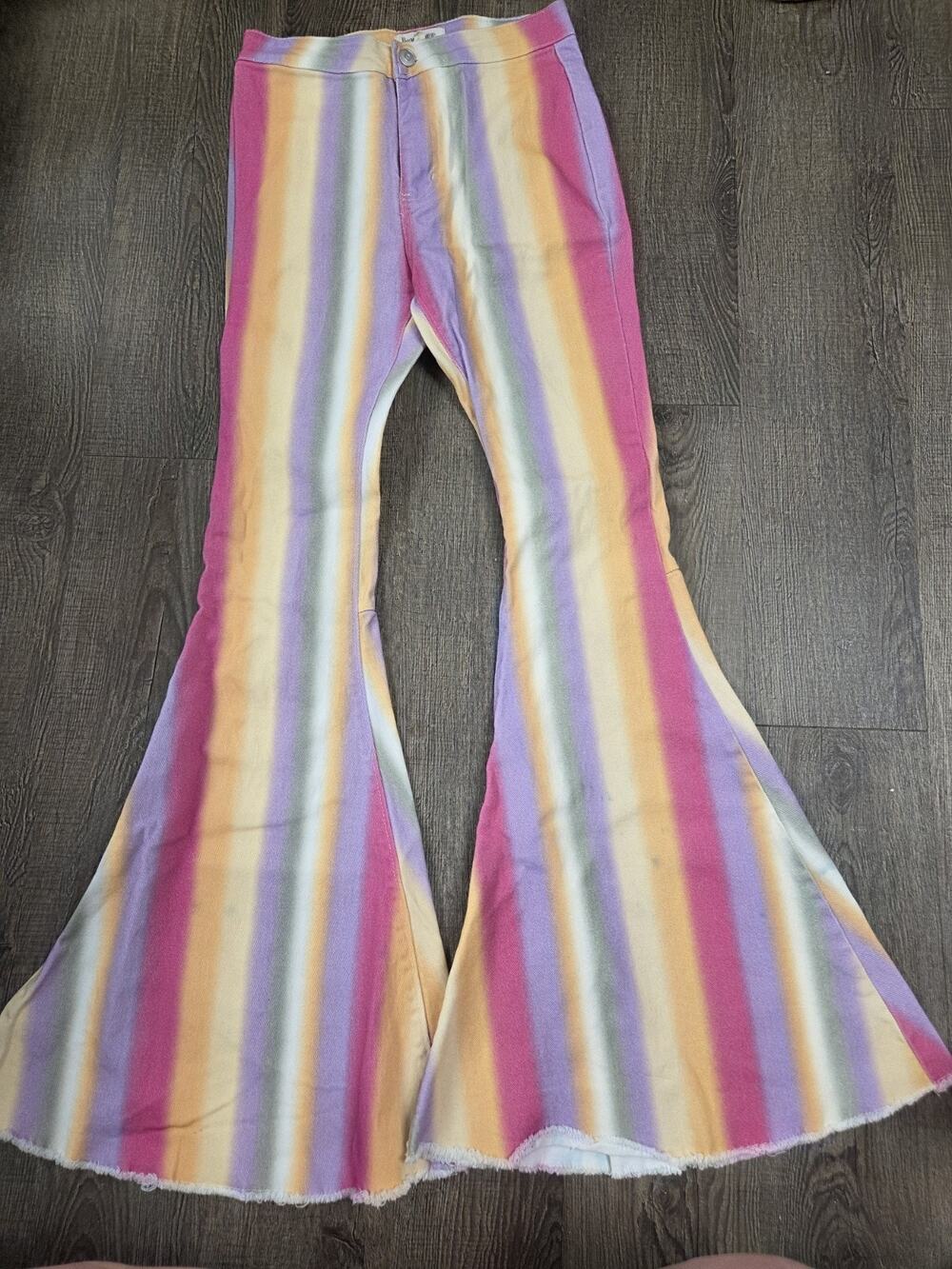 Peach Love California Flare Jeans Bell Bottoms Creamsicle Hippie Small